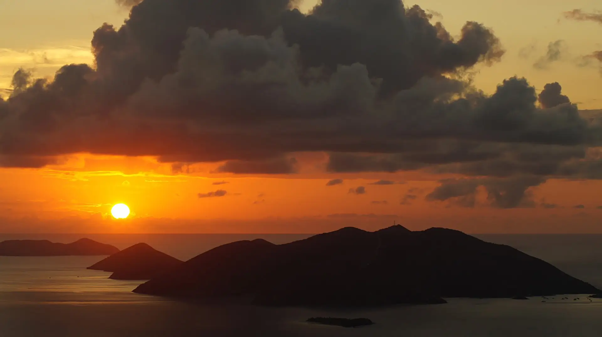 Dramatic Caribbean sunset over the islands